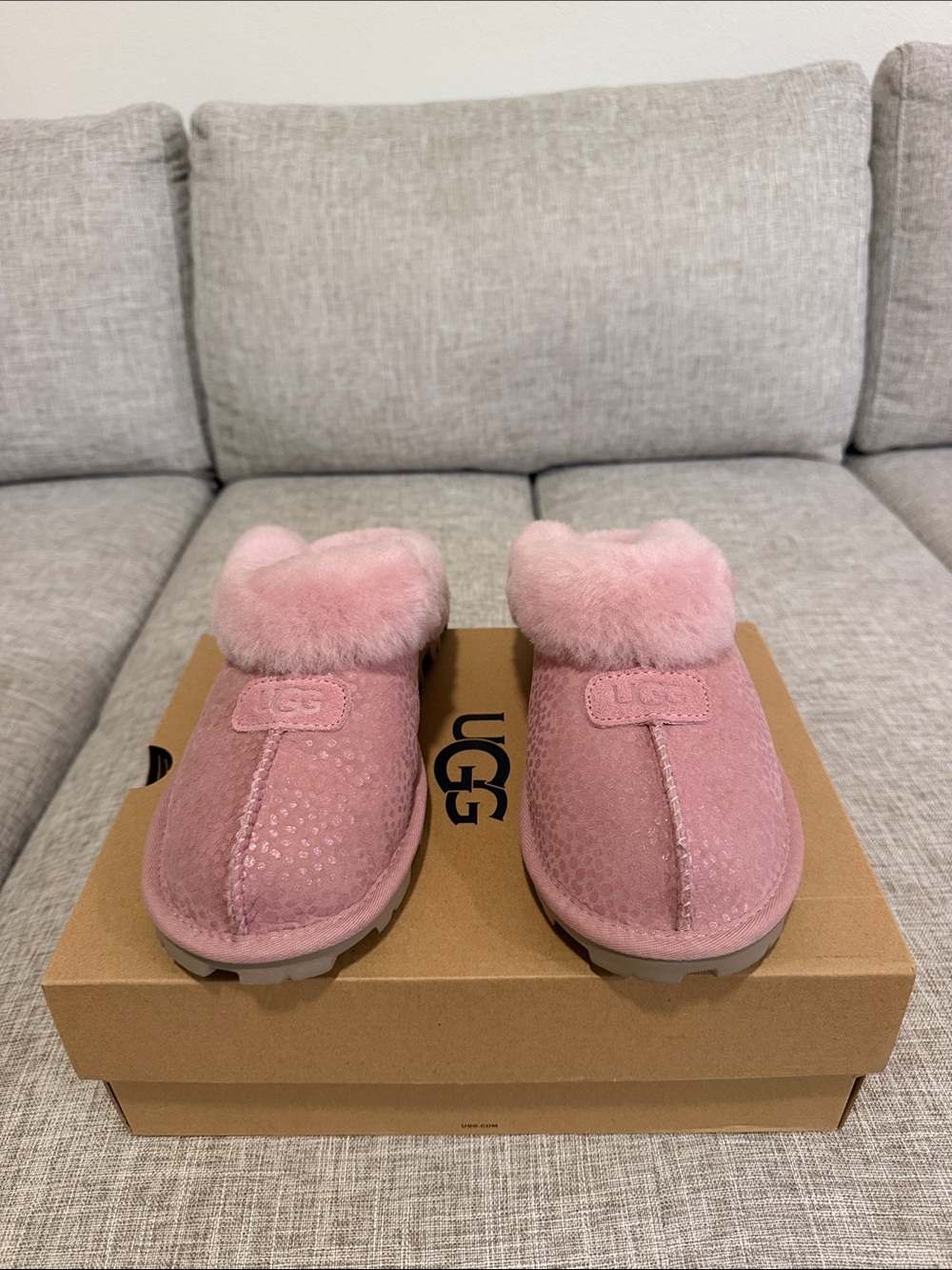 UGG Pink Fuzzy Slippers